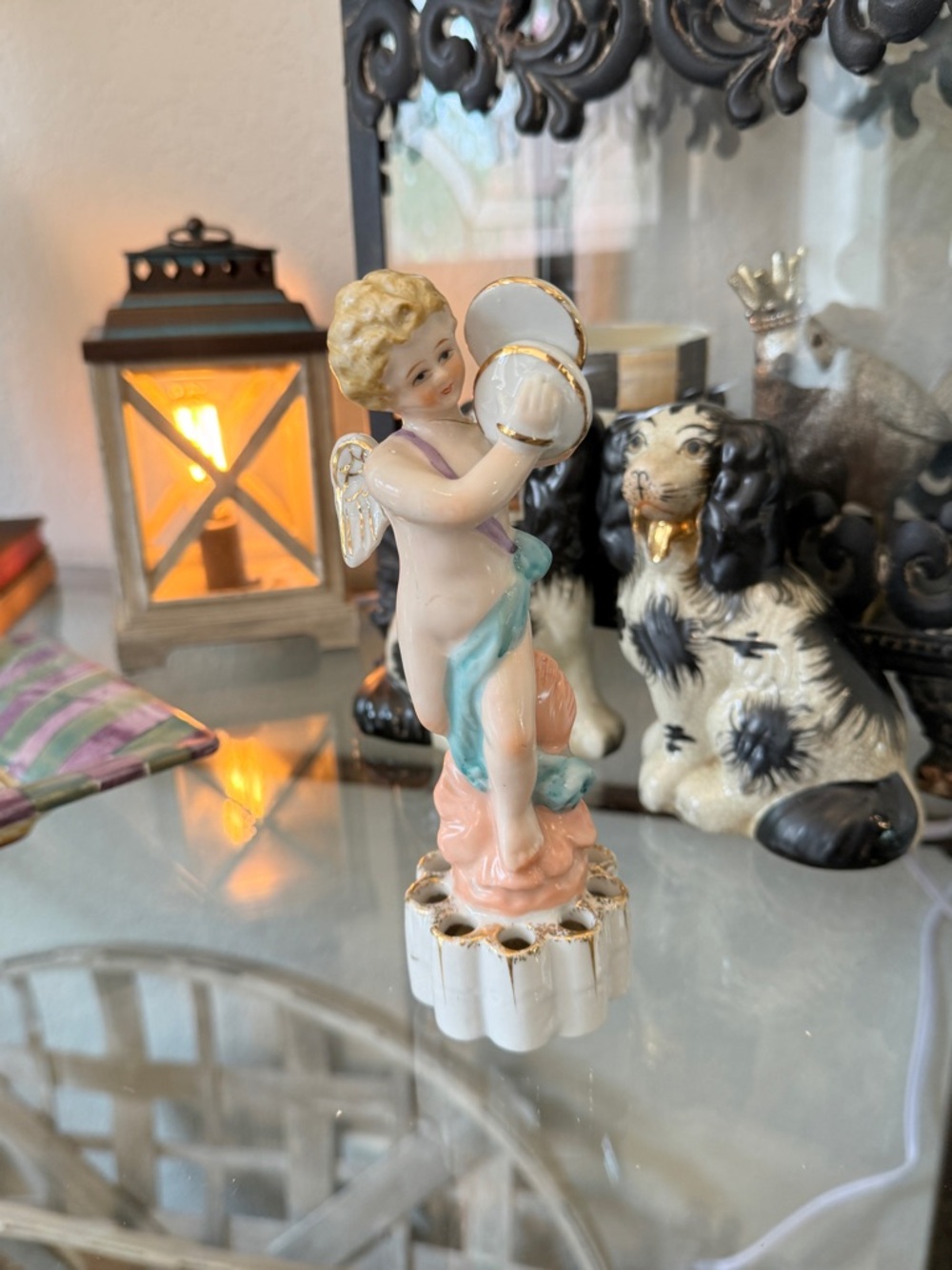 Vintage Porcelain Cherub Flower Frog - Picture 4 of 14